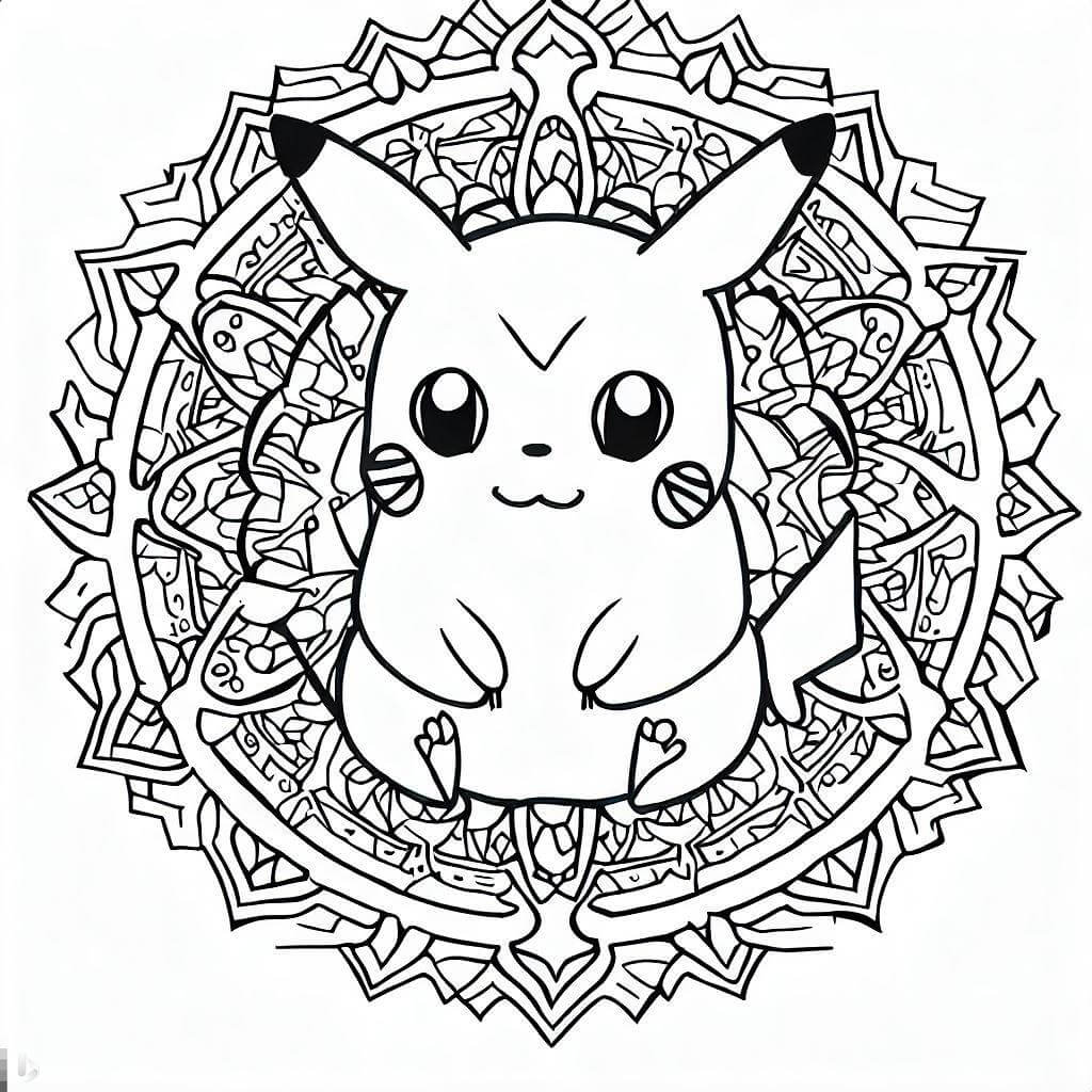 Coloriage Mandala: Pikachu Feuille 1 Mandalas