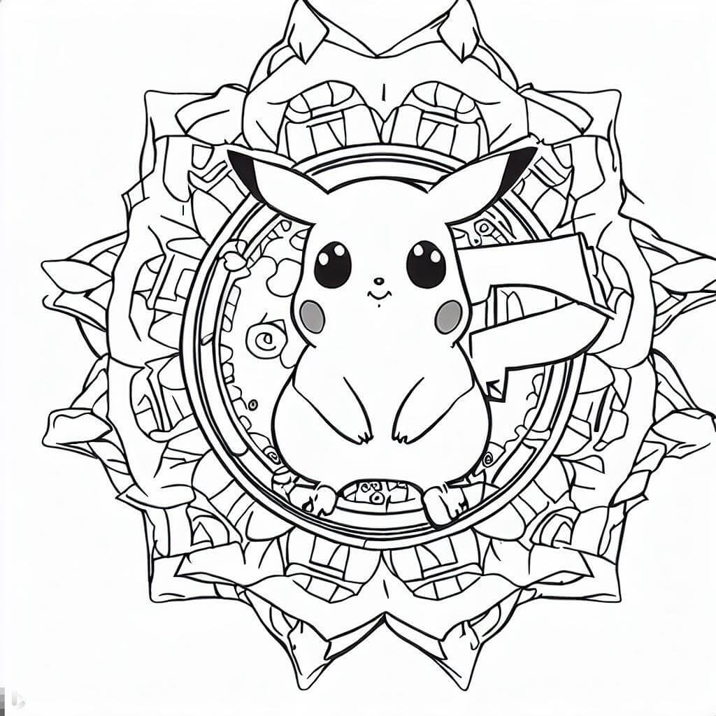 Coloriage Mandala: Pikachu Feuille 2 Mandalas