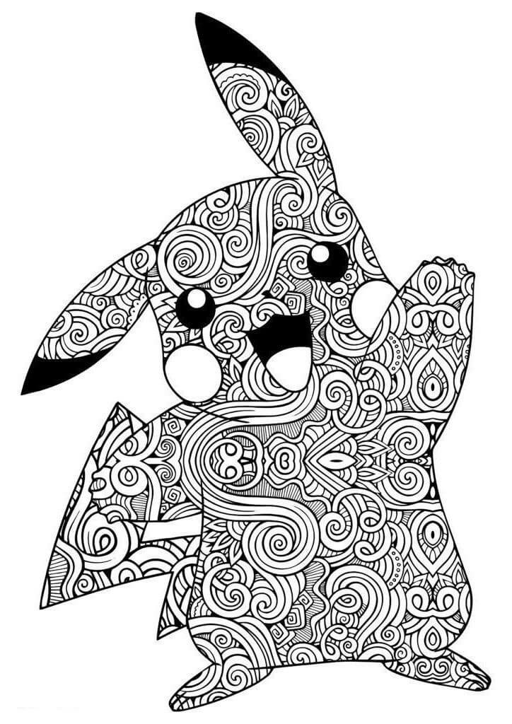 Coloriage Mandala: Pikachu heureux Mandalas