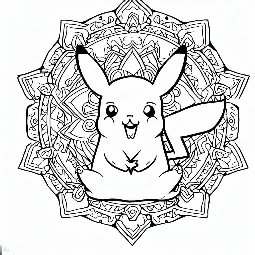 Coloriage Mandala: Pikachu à la drôle de tête Mandalas
