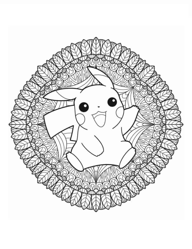 Coloriage Mandala: Pikachu mignon Mandalas
