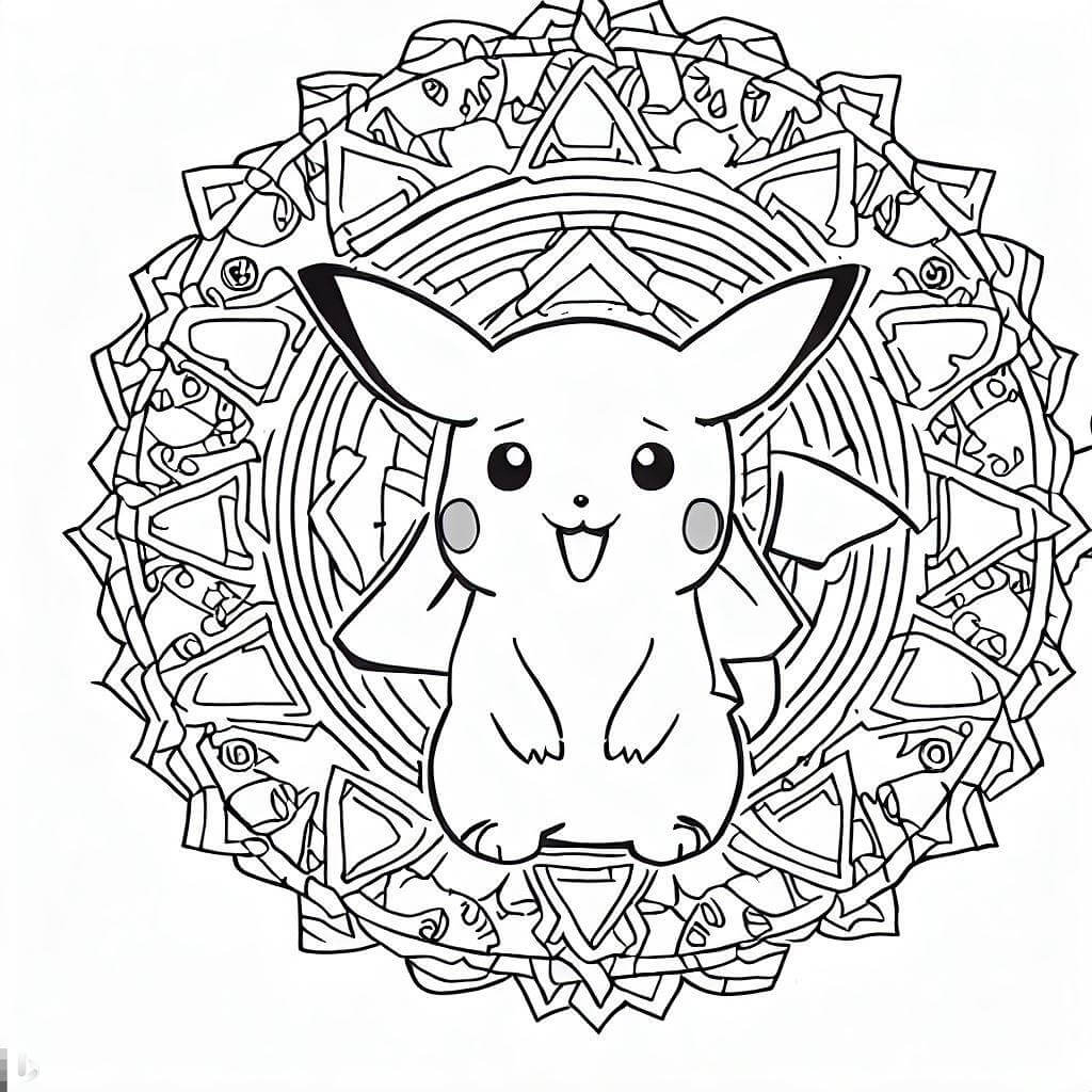 Coloriage Mandala: Pikachu qui rit Mandalas