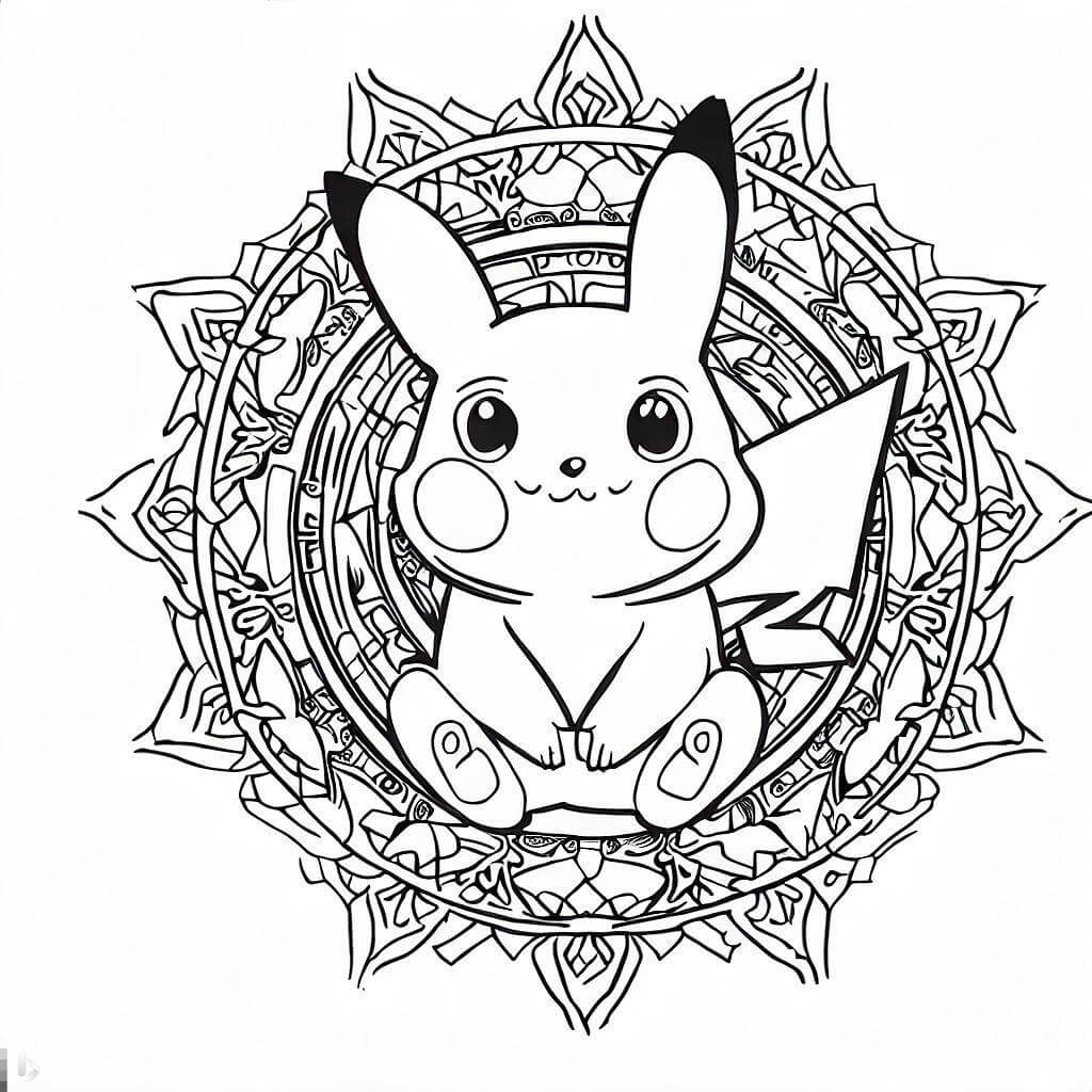 Coloriage Mandala: Pikachu sucré Mandalas