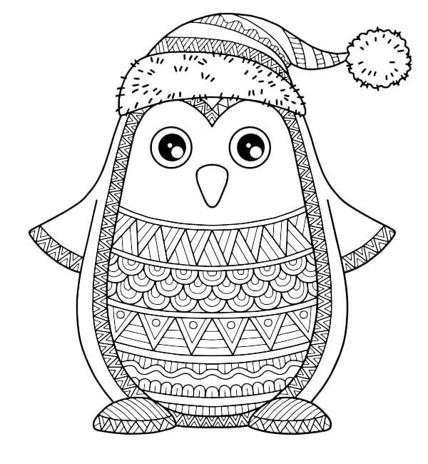 Coloriage Mandala: Pingouin en hiver Mandalas