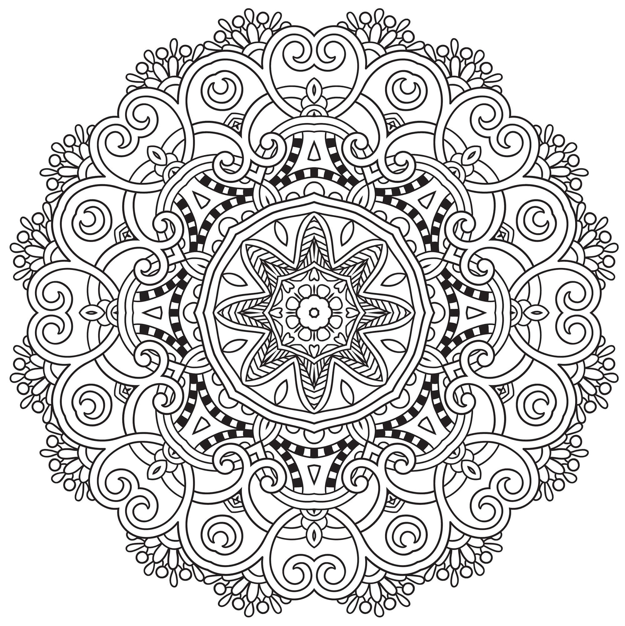 Coloriage Mandala: Printemps feuille 11 Mandalas