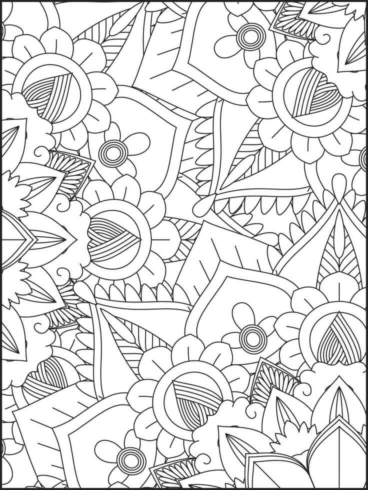 Coloriage Mandala: Printemps feuille 5 Mandalas