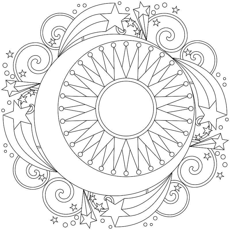 Coloriage Mandala: Printemps feuille 6 Mandalas