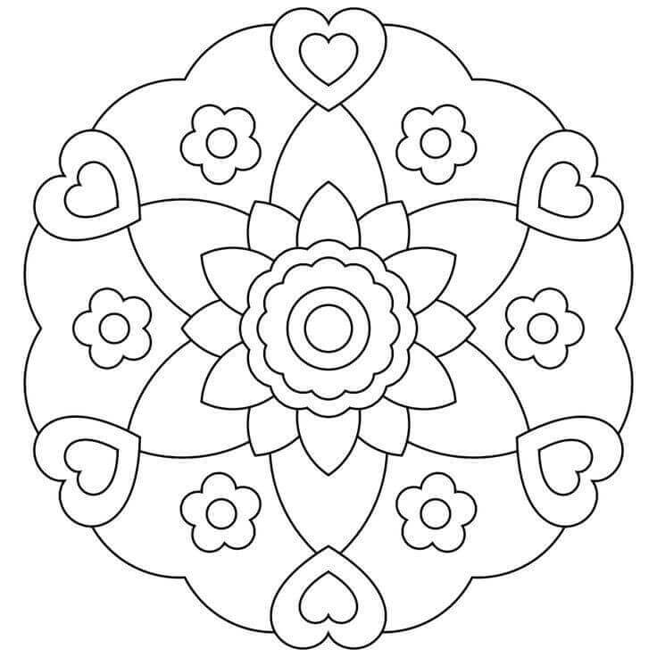 Coloriage Mandala: Printemps feuille 7 Mandalas