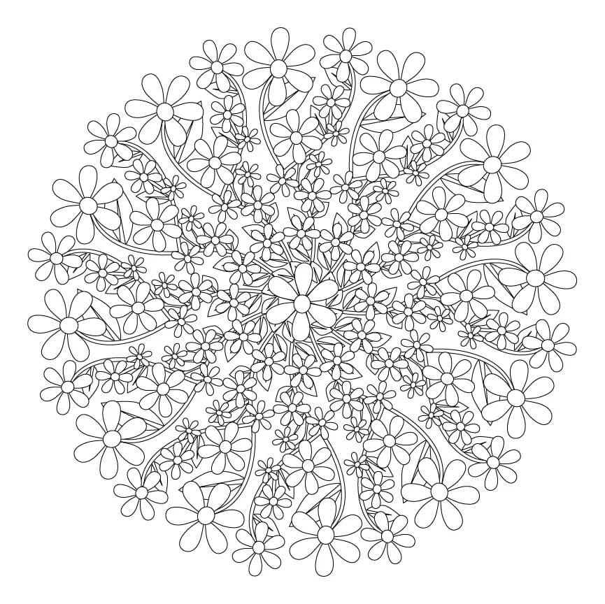 Coloriage Mandala: Printemps feuille 8 Mandalas