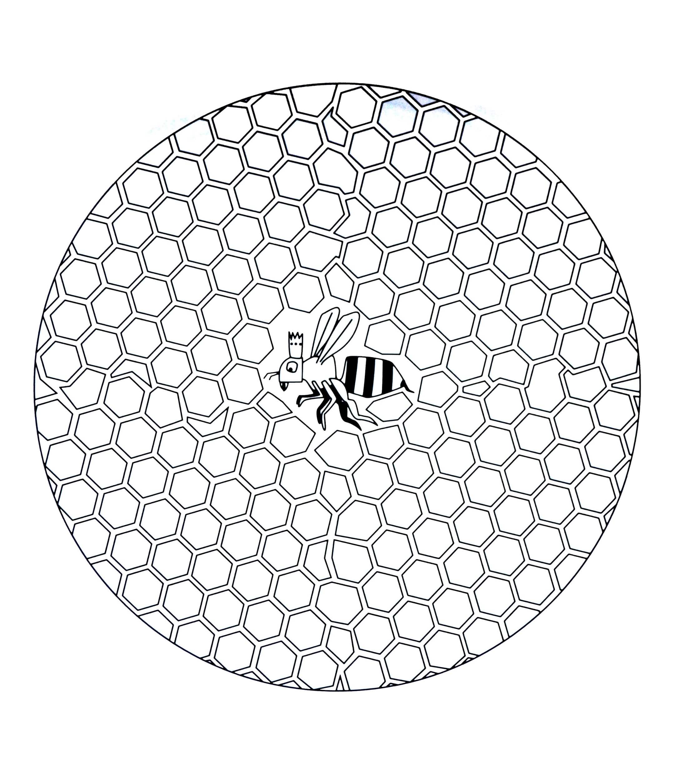 Coloriage Mandala: Reine des abeilles Mandalas