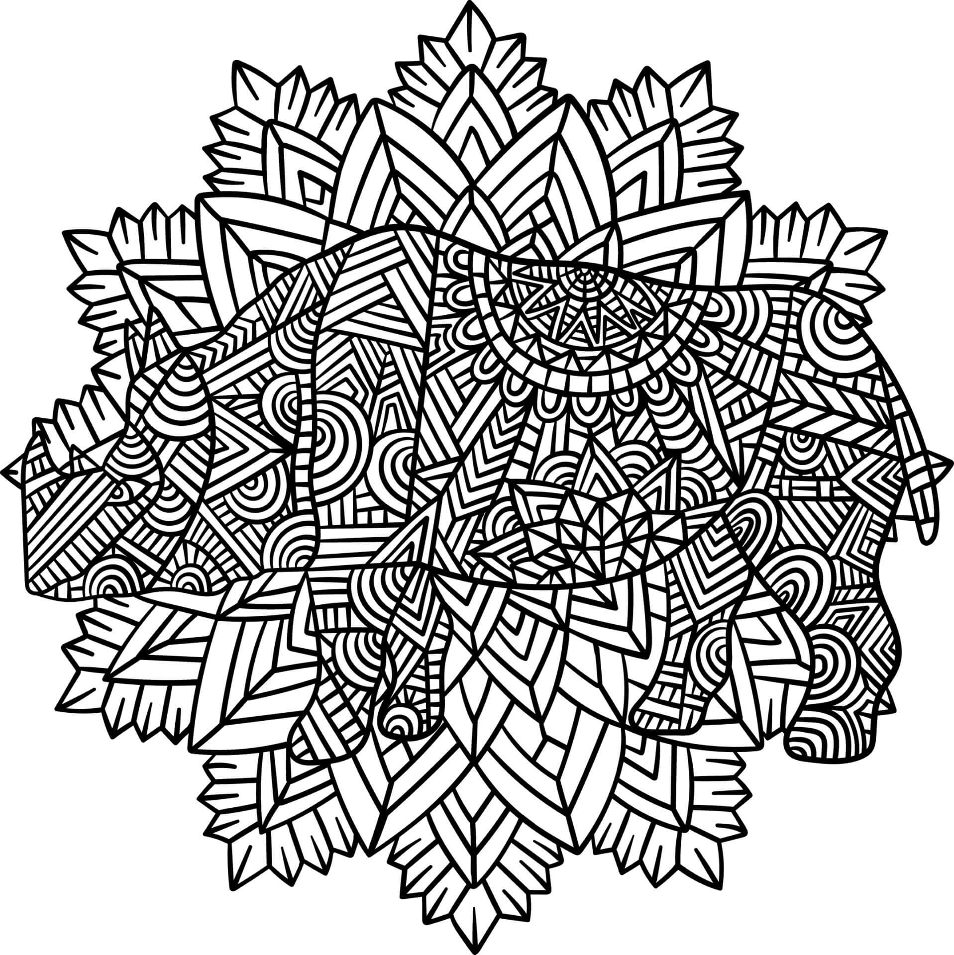 Coloriage Mandala: Rhinocéros avec des feuilles Mandalas