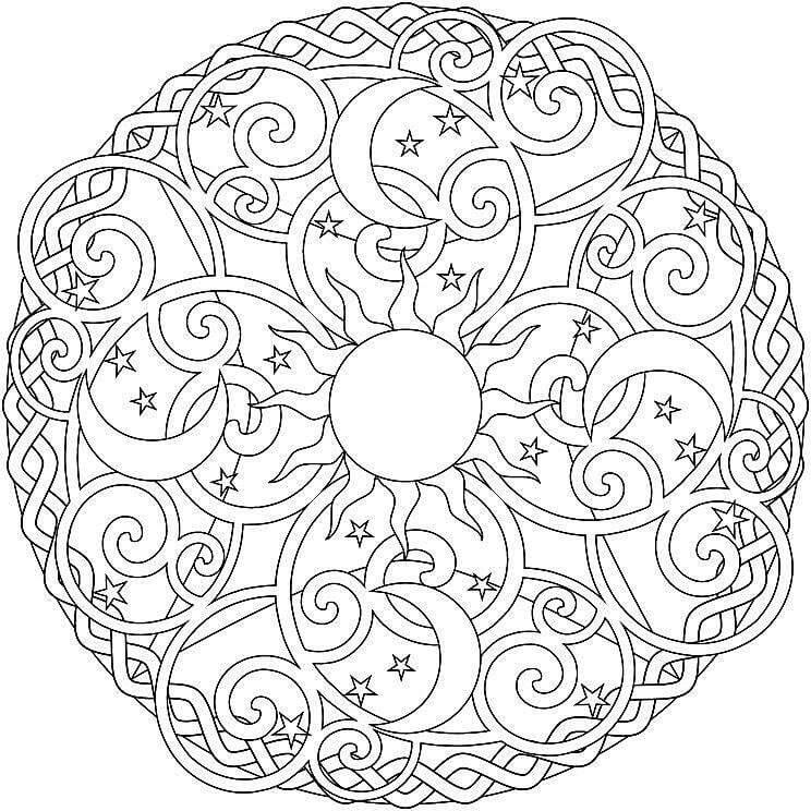 Coloriage Mandala: Soleil en hiver Mandalas