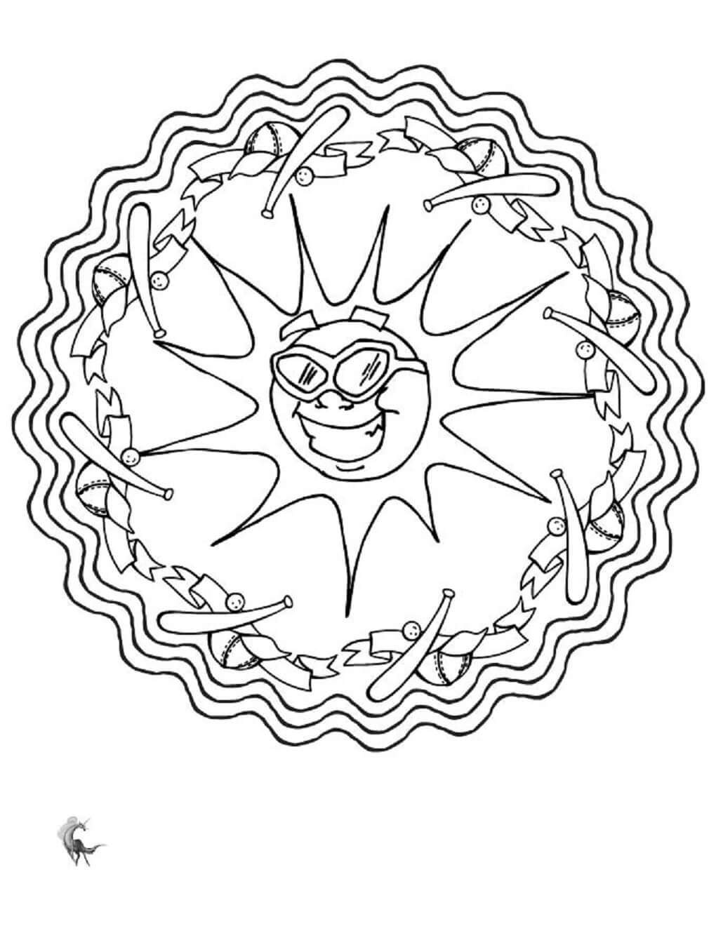Coloriage Mandala: Soleil et plaisir en été Mandalas