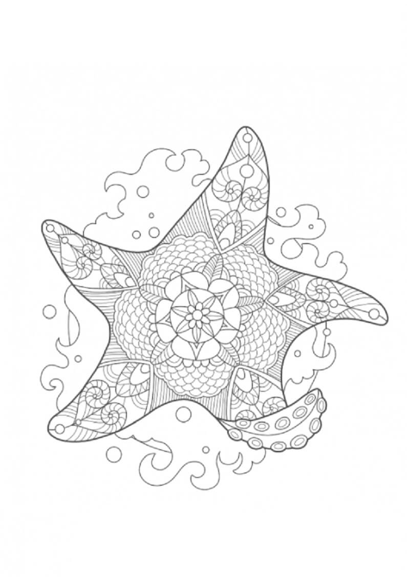 Coloriage Mandala: Étoiles de mer en été Mandalas
