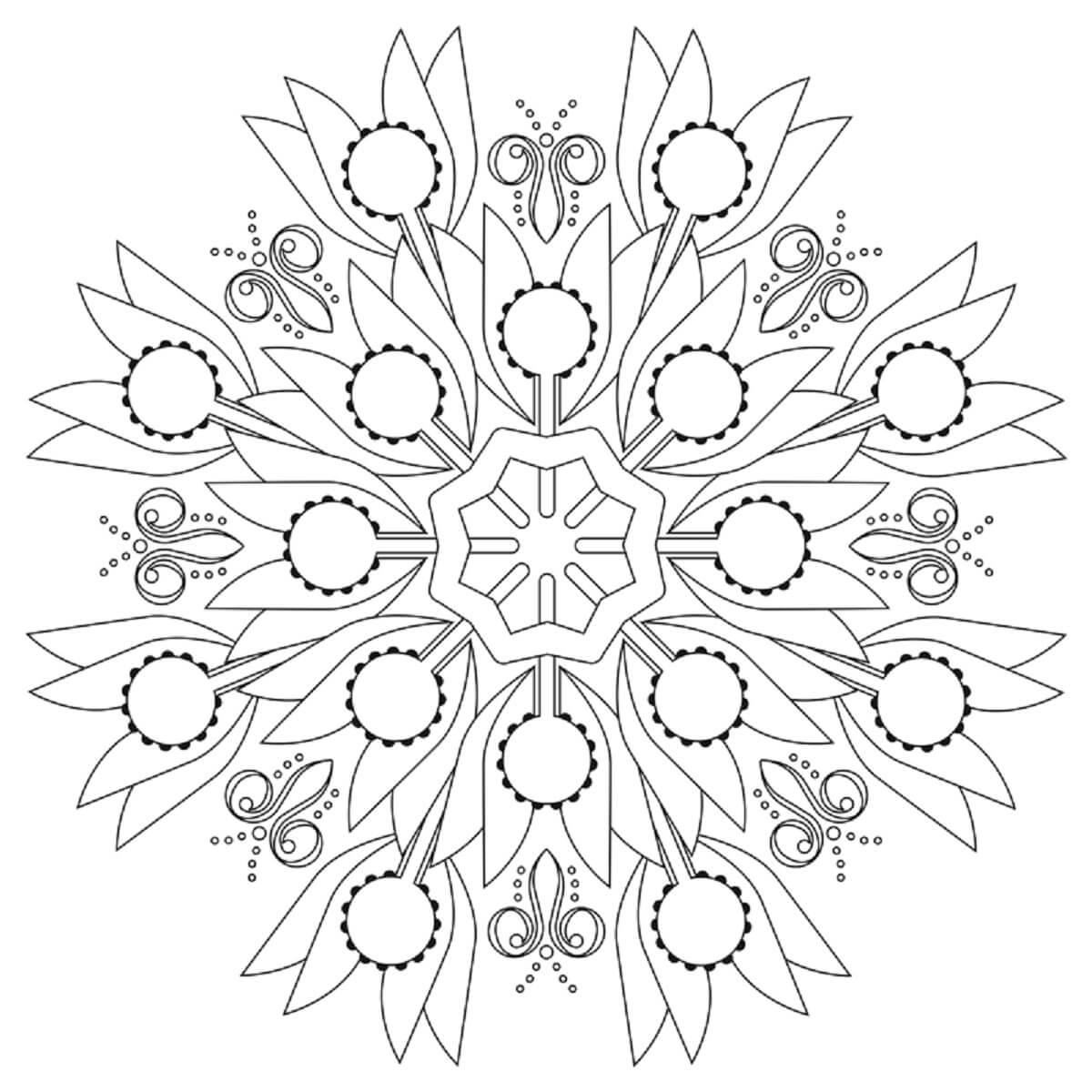 Coloriage Mandala: Tulipe avec des insectes Mandalas