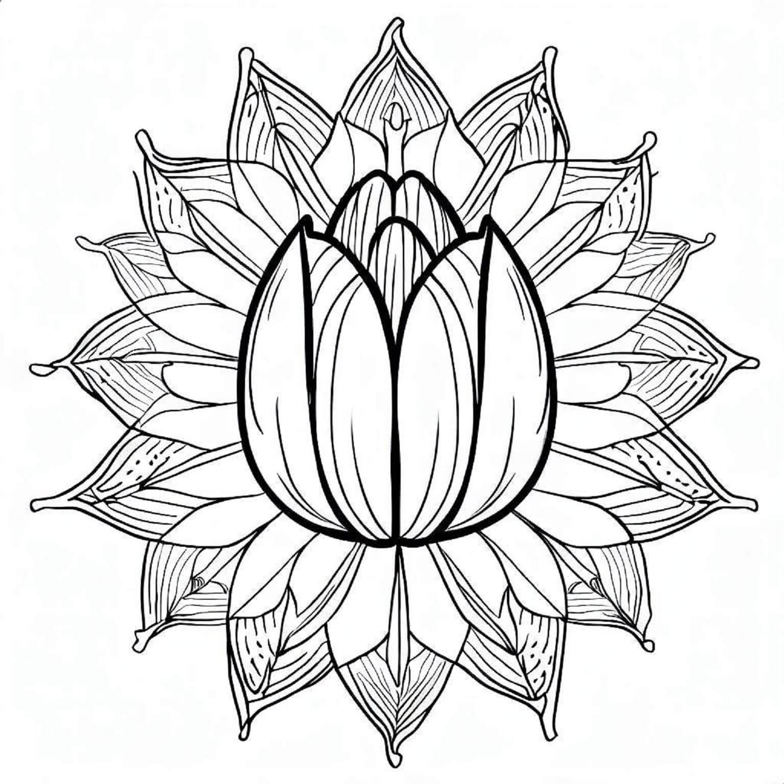Coloriage Mandala: Tulipe Feuille 10 Mandalas