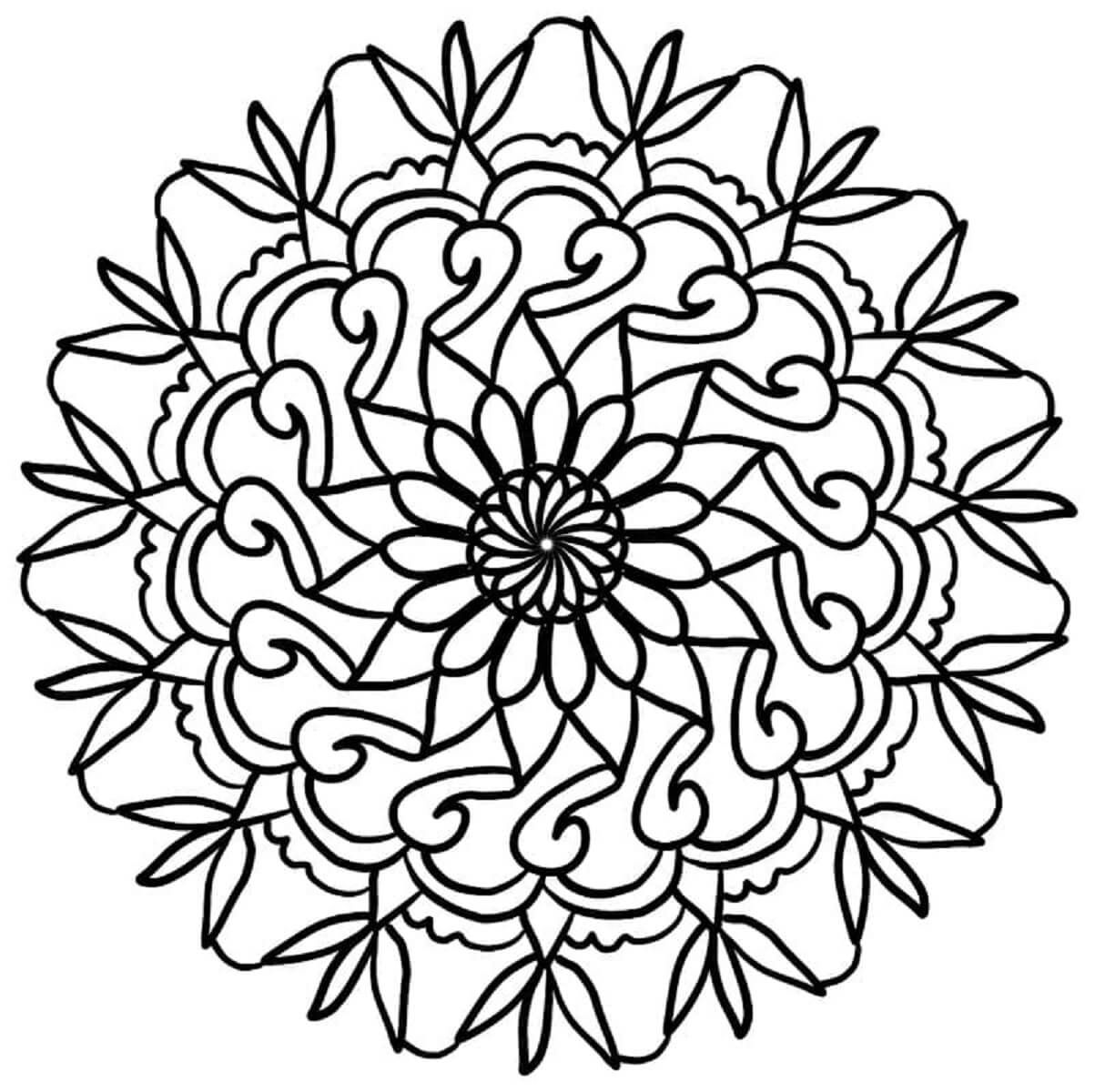 Coloriage Mandala: Tulipe Feuille 6 Mandalas