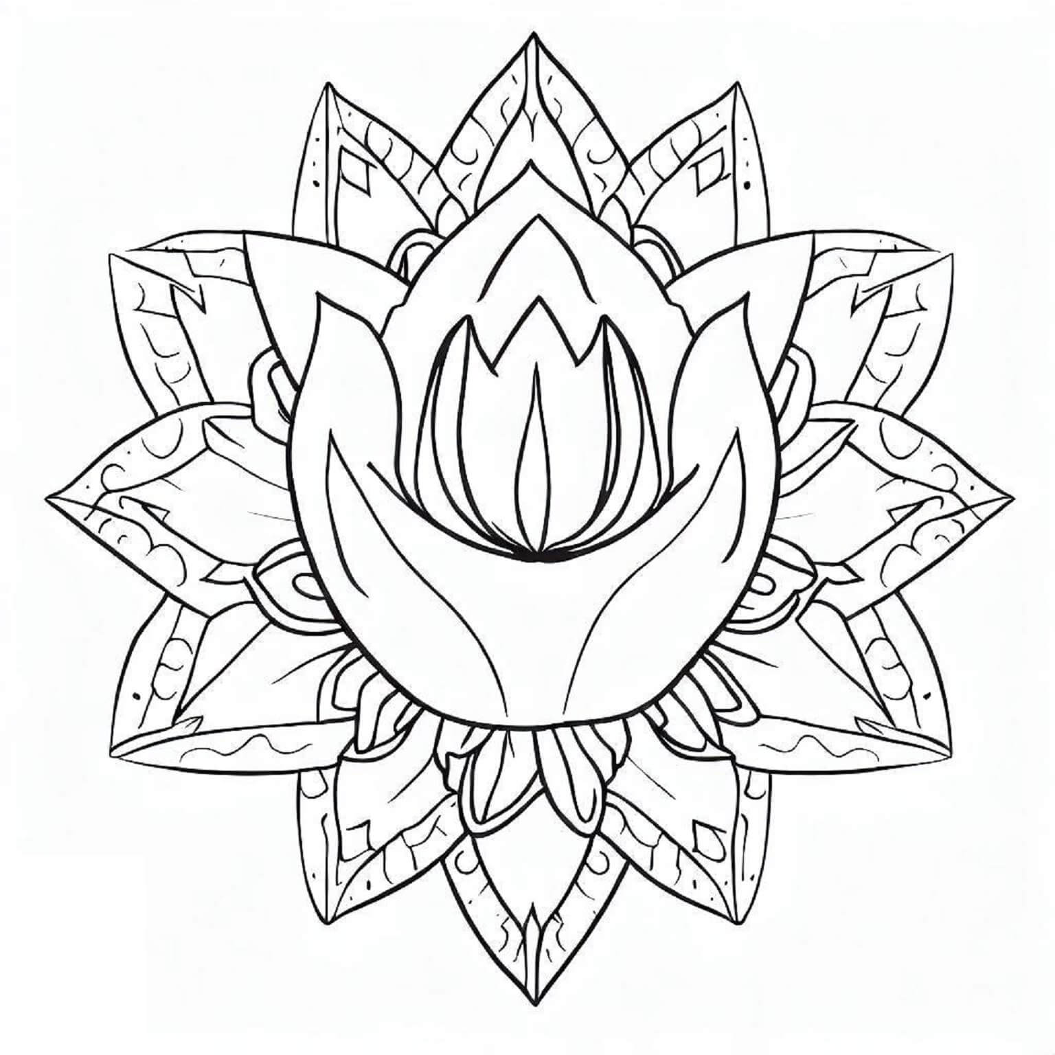 Coloriage Mandala: Tulipe Feuille 8 Mandalas
