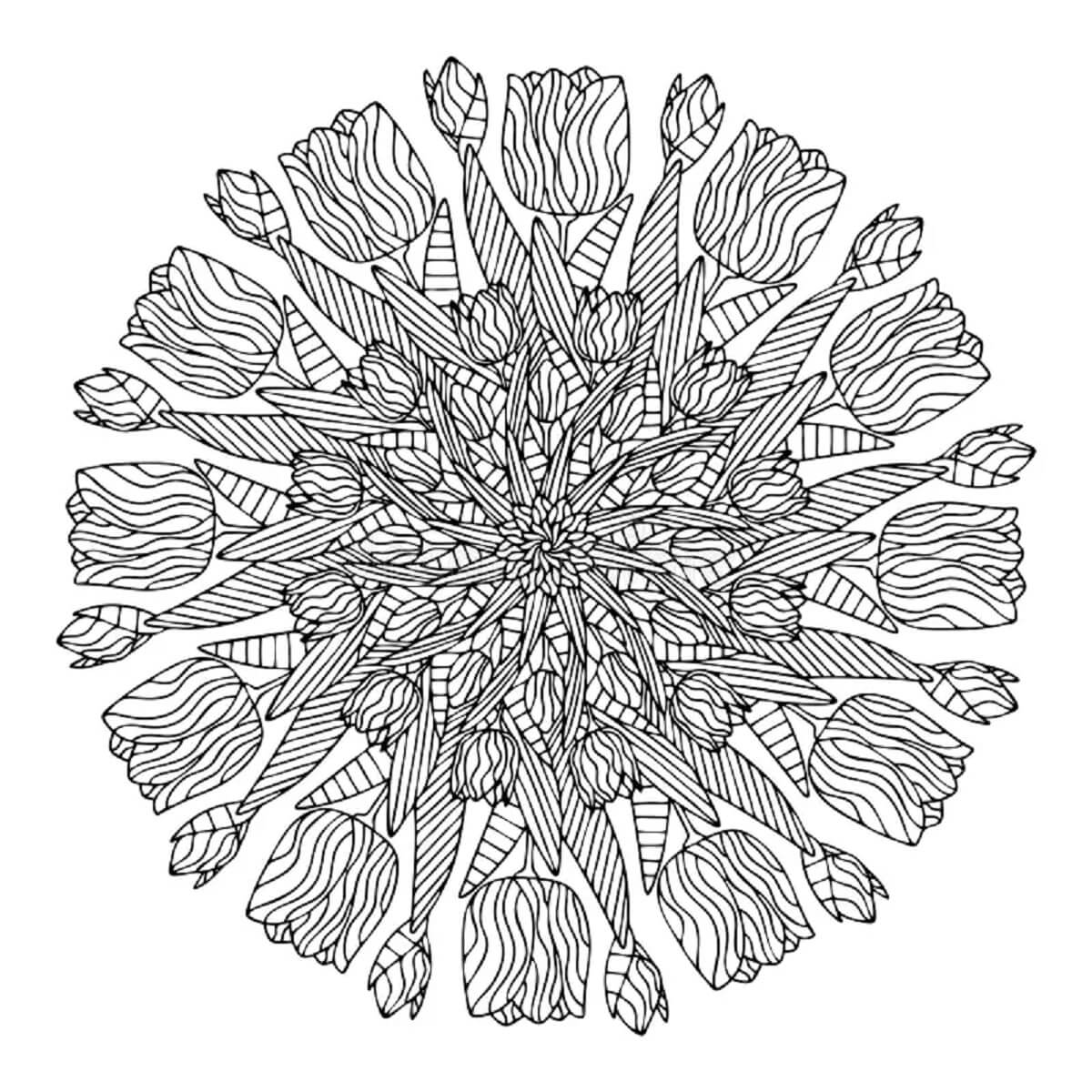 Coloriage Mandala: Tulipes en fleurs Mandalas