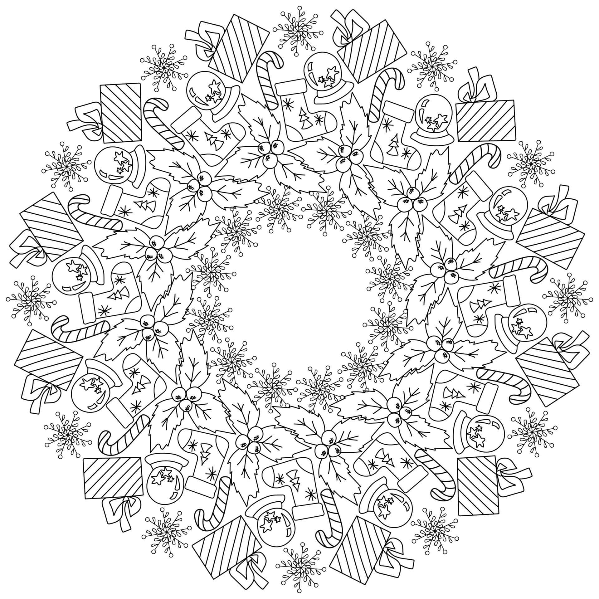 Coloriage Mandala: Un magnifique Noël en hiver Mandalas