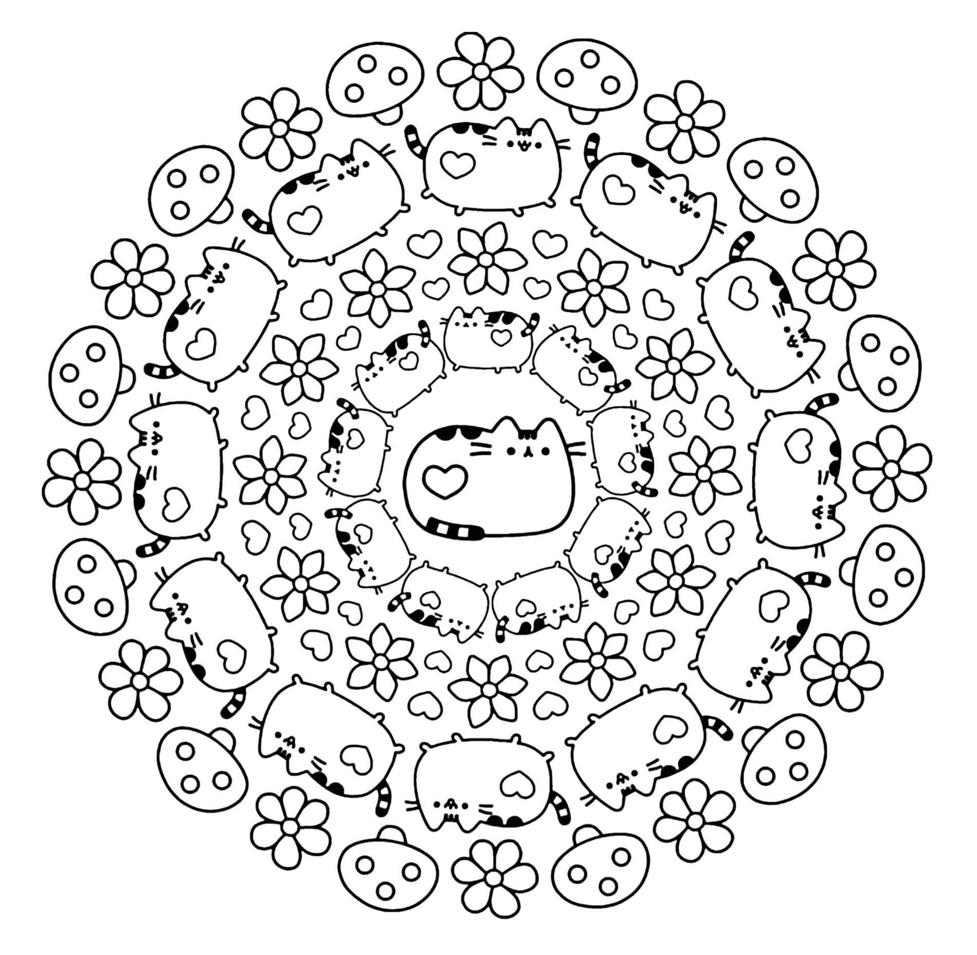 Mandala Pusheen Coloring Pages Mandalas
