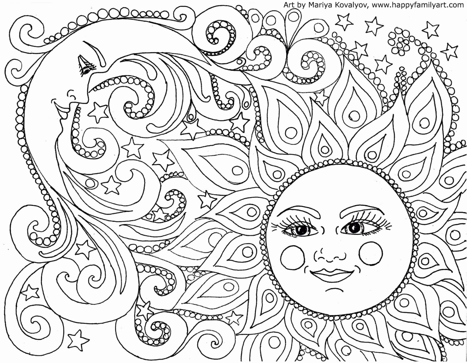 Mandala Sun And Moon Coloring Page Mandalas