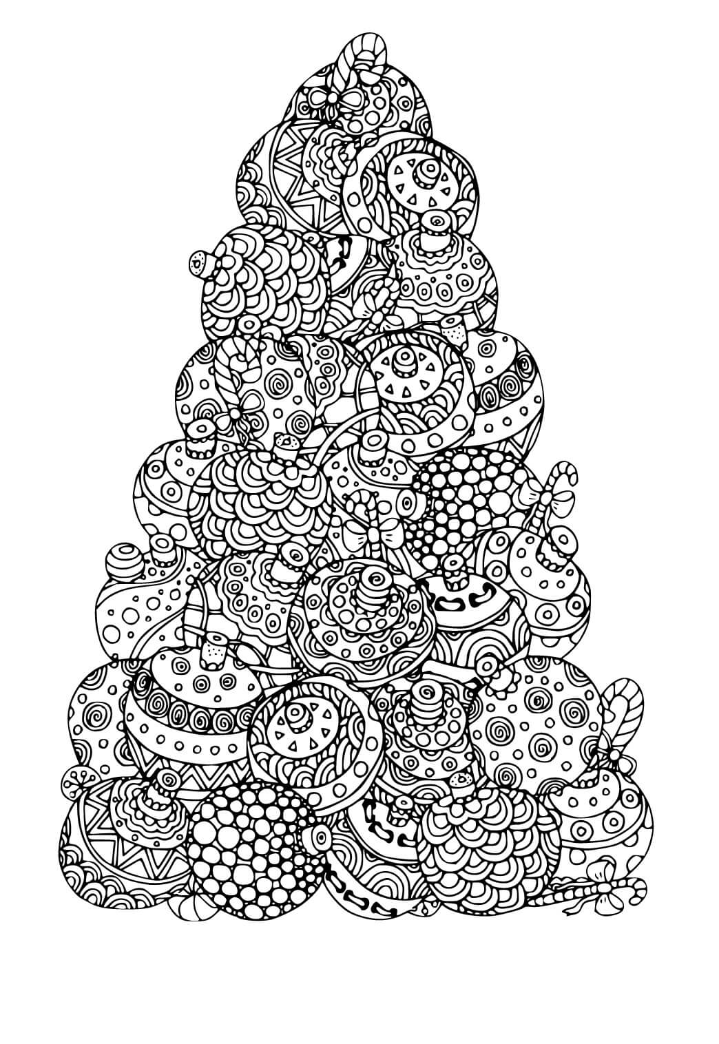 Coloriage Mandala: Arbre de Noël Feuille 3 Mandalas