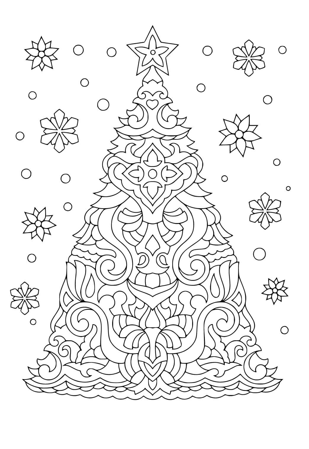 Coloriage Mandala: Arbre de Noël Feuille 9 Mandalas
