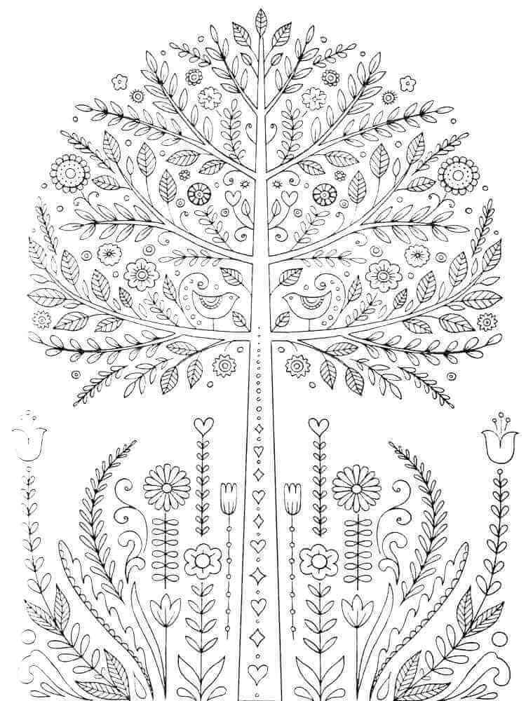 Coloriage Mandala: Arbre Feuille 2 Mandalas