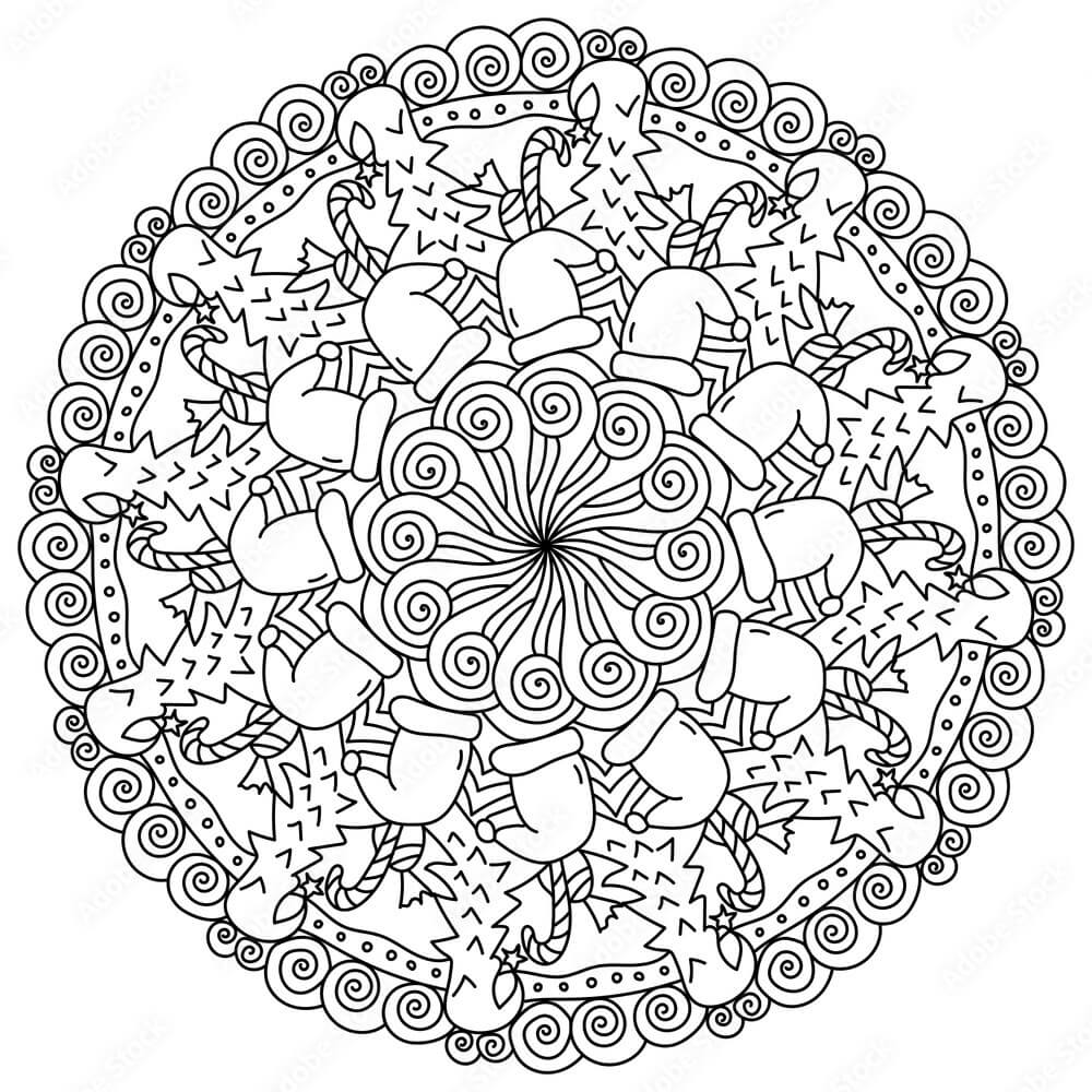 Coloriage Mandala: Arbre Feuille 6 Mandalas