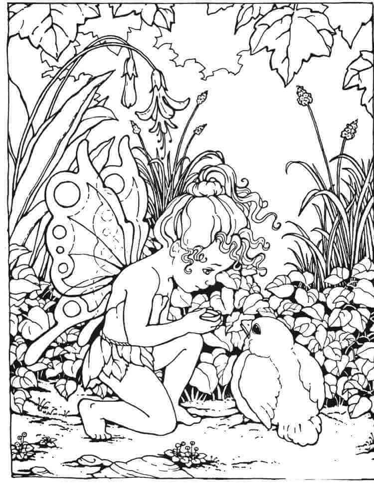 Coloriage Mandala: Fée avec un animal Mandalas