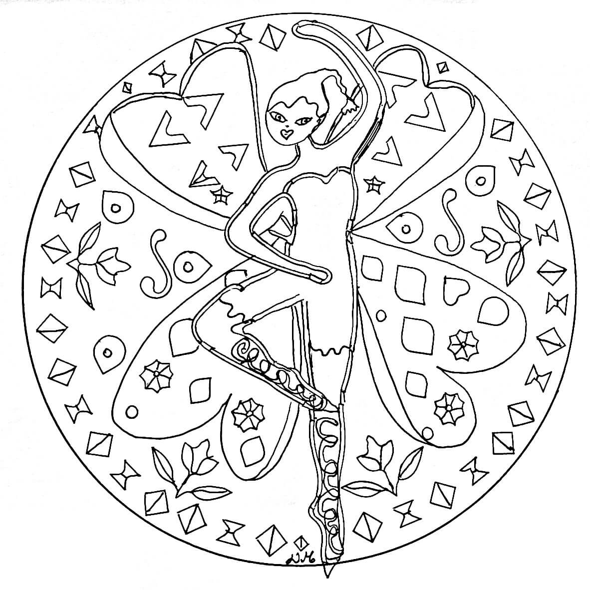 Coloriage Mandala: Fée dansante Mandalas