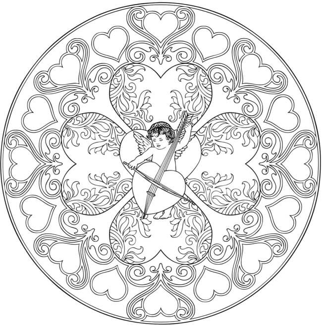 Coloriage Mandala: Fée de l'amour Mandalas