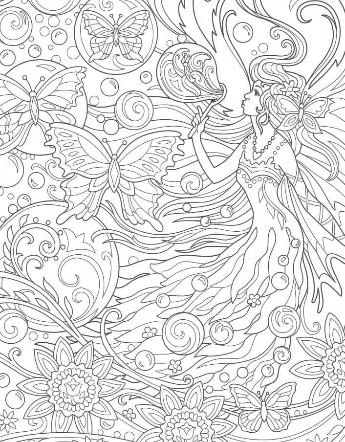 Coloriage Mandala: Fée Feuille 5 Mandalas