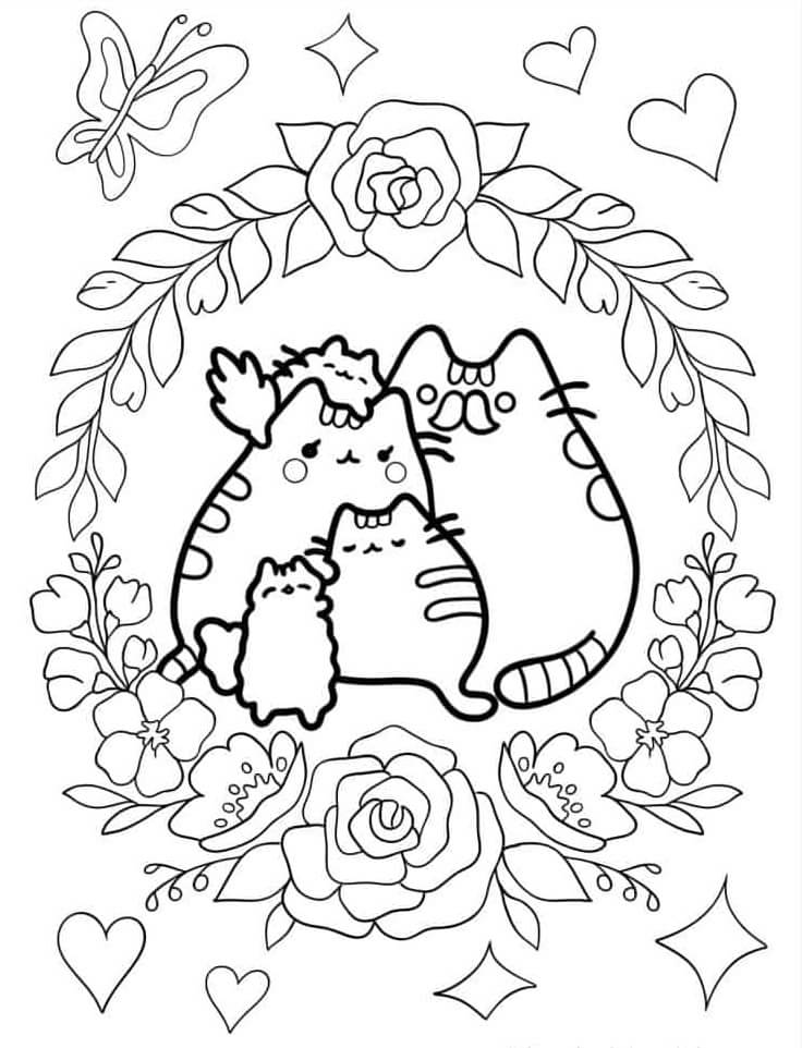 Coloriage Mandala: La famille de Pusheen Mandalas