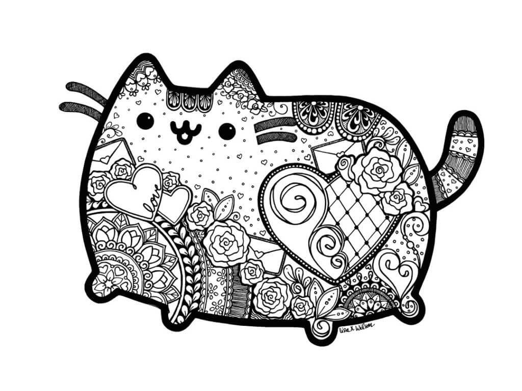 Coloriage Mandala: Pusheen amusant Mandalas