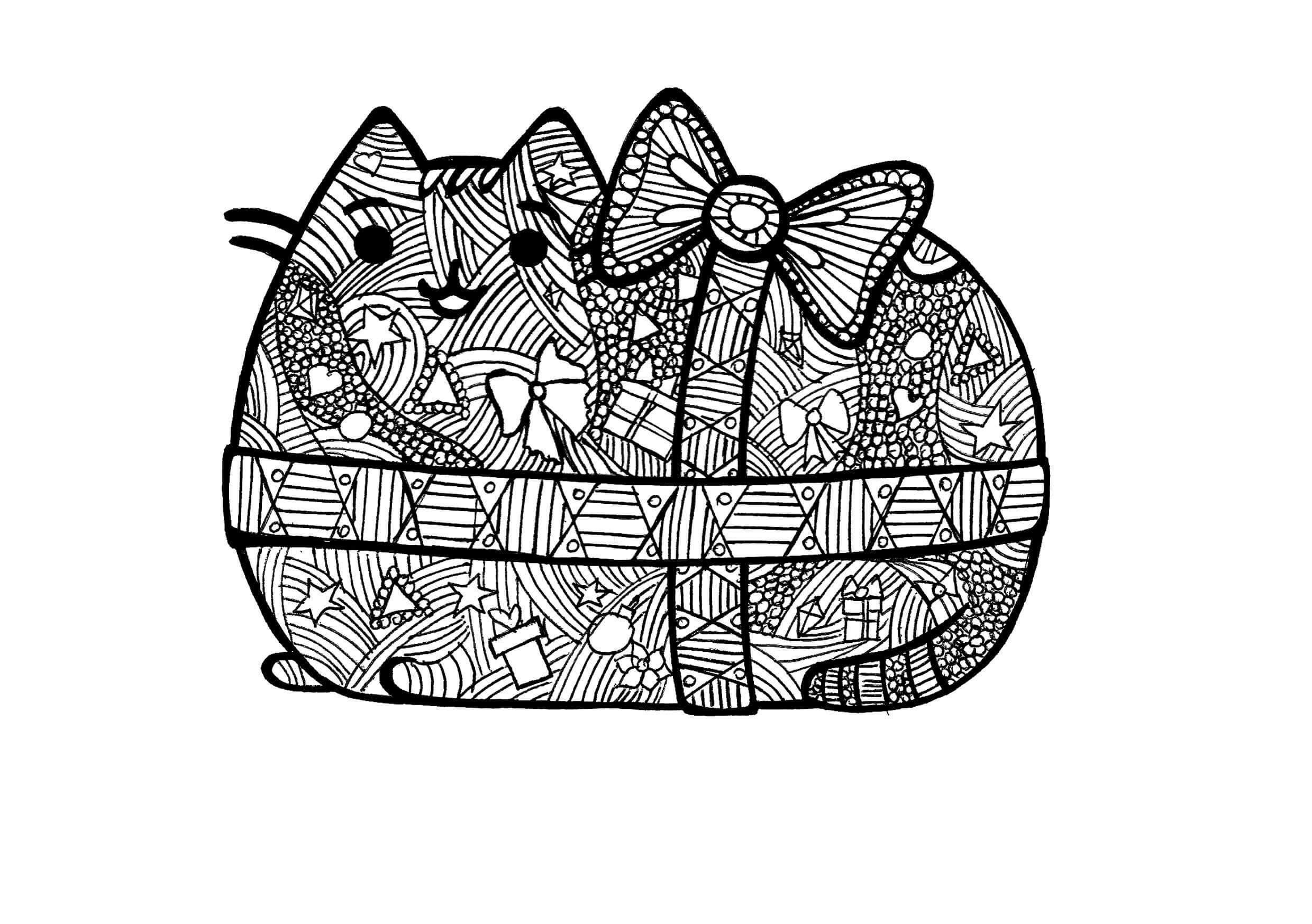 Coloriage Mandala: Pusheen Feuille 1 Mandalas