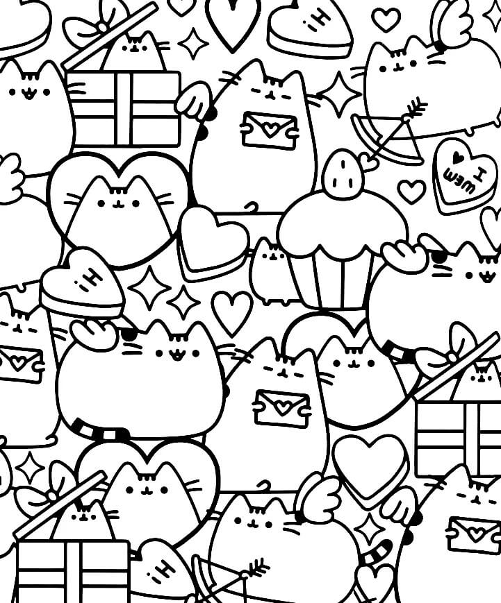 Coloriage Mandala: Pusheen Feuille 3 Mandalas