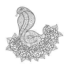 Coloriage Mandala: Serpent avec des fleurs Mandalas