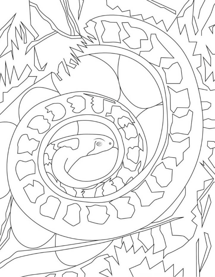 Coloriage Mandala: Serpent Feuille 14 Mandalas