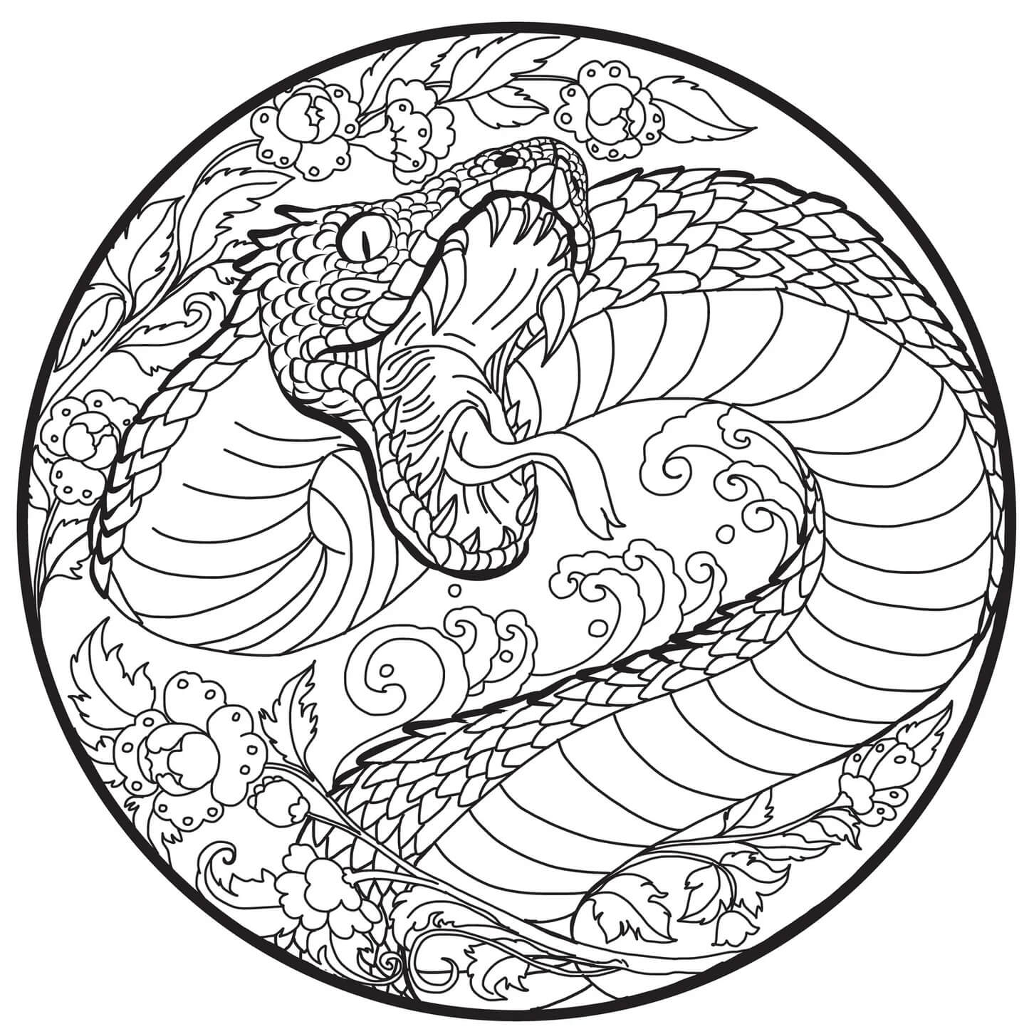 Coloriage Mandala: Serpent Monstre Mandalas