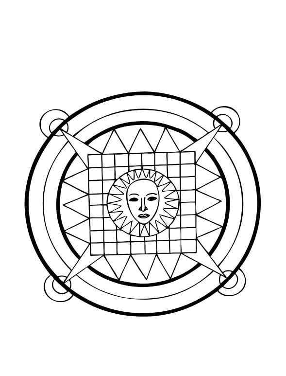 Coloriage Mandala: Soleil drôle Mandalas