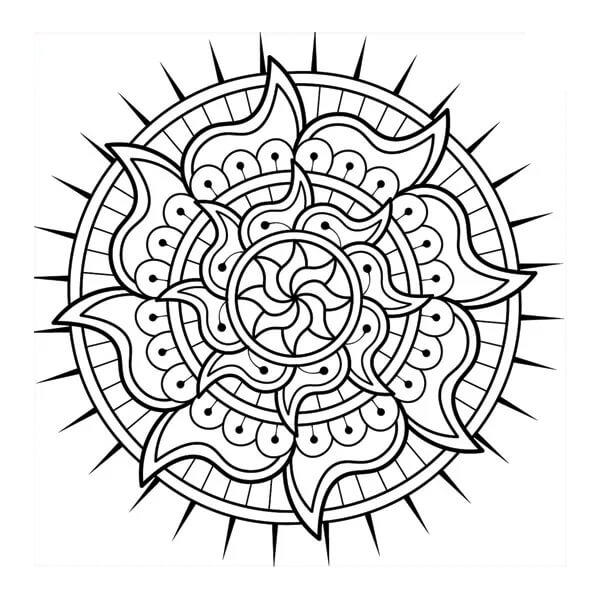 Coloriage Mandala: Soleil Feuille 3 Mandalas
