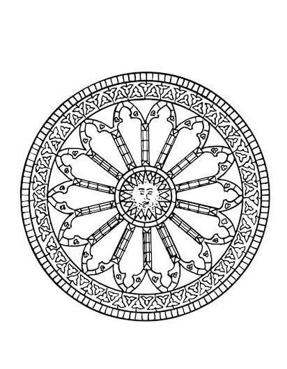 Coloriage Mandala: Soleil Feuille 4 Mandalas
