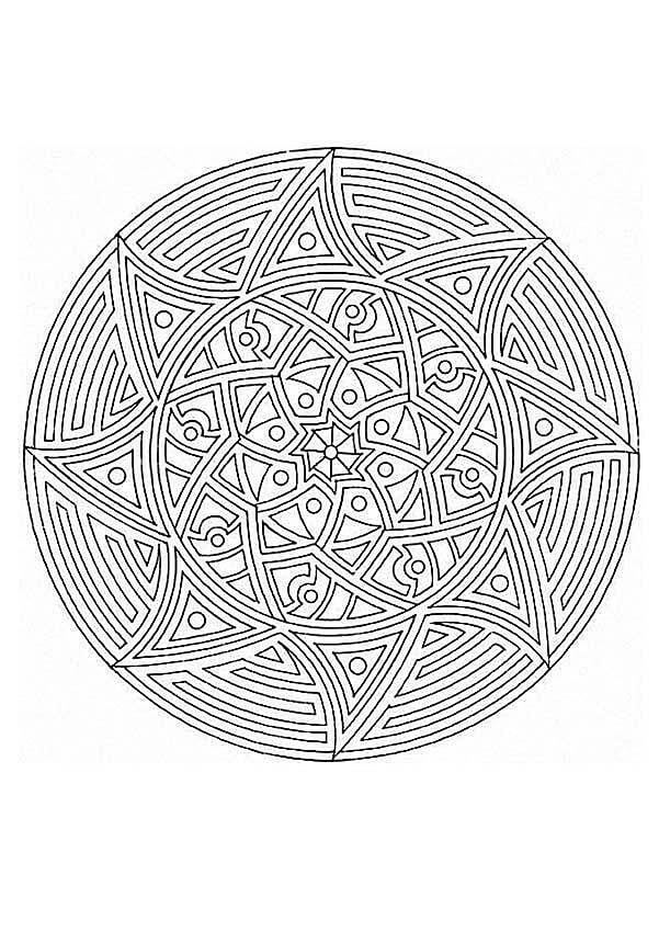 Coloriage Mandala: Soleil Feuille 6 Mandalas