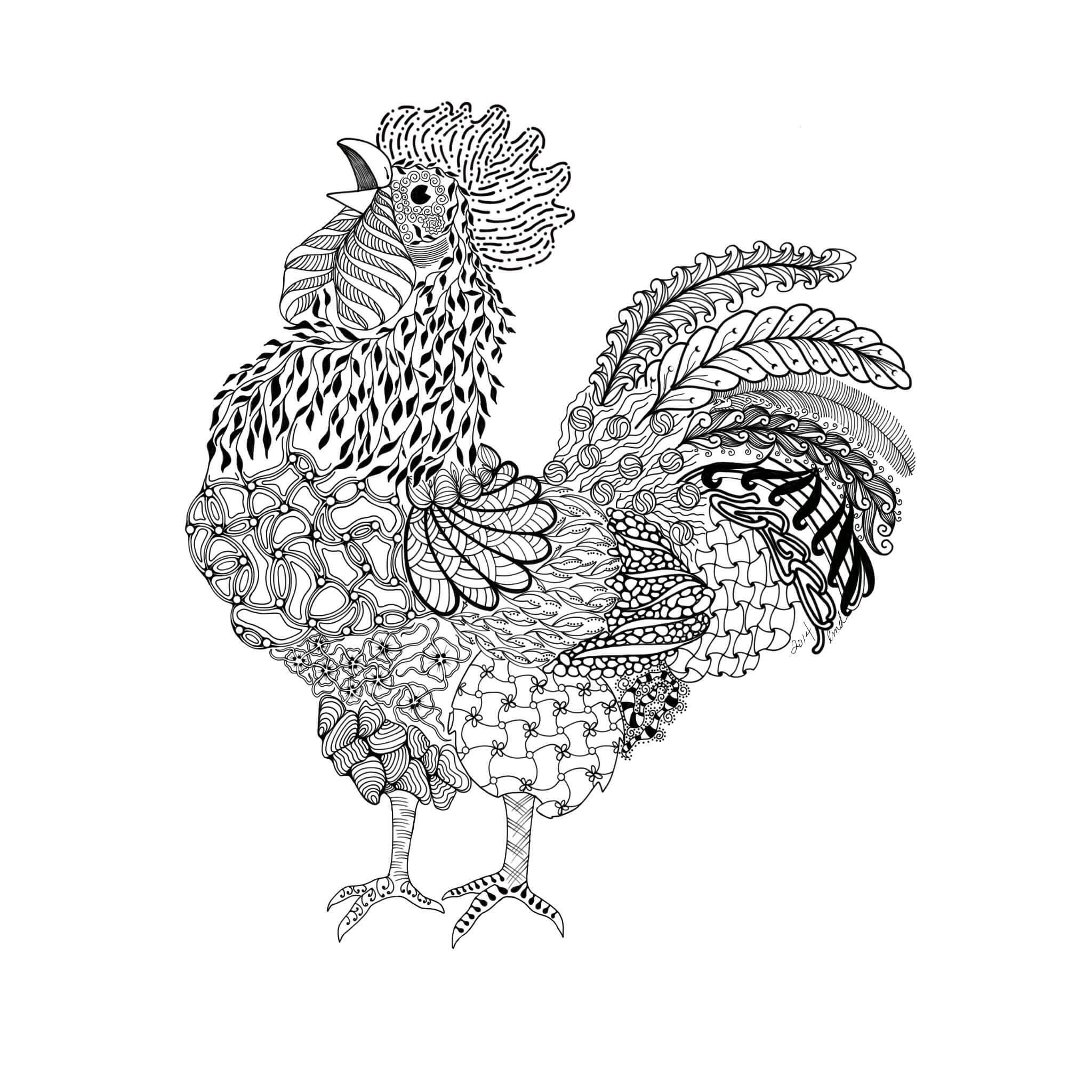 Coloriage Mandala: Coq cool Mandalas