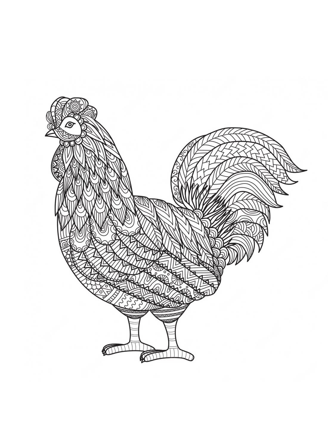Coloriage Mandala: Coq debout Mandalas