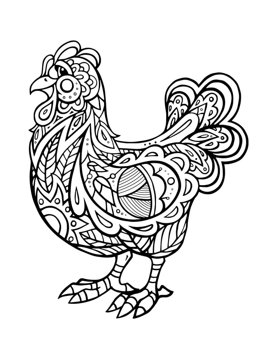 Coloriage Mandala: Coq Feuille 3 Mandalas