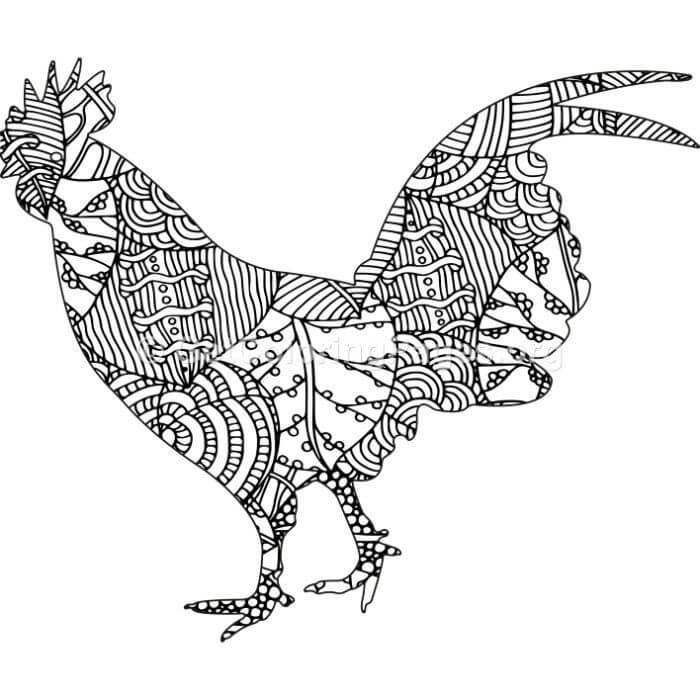 Coloriage Mandala: Coq Feuille 7 Mandalas