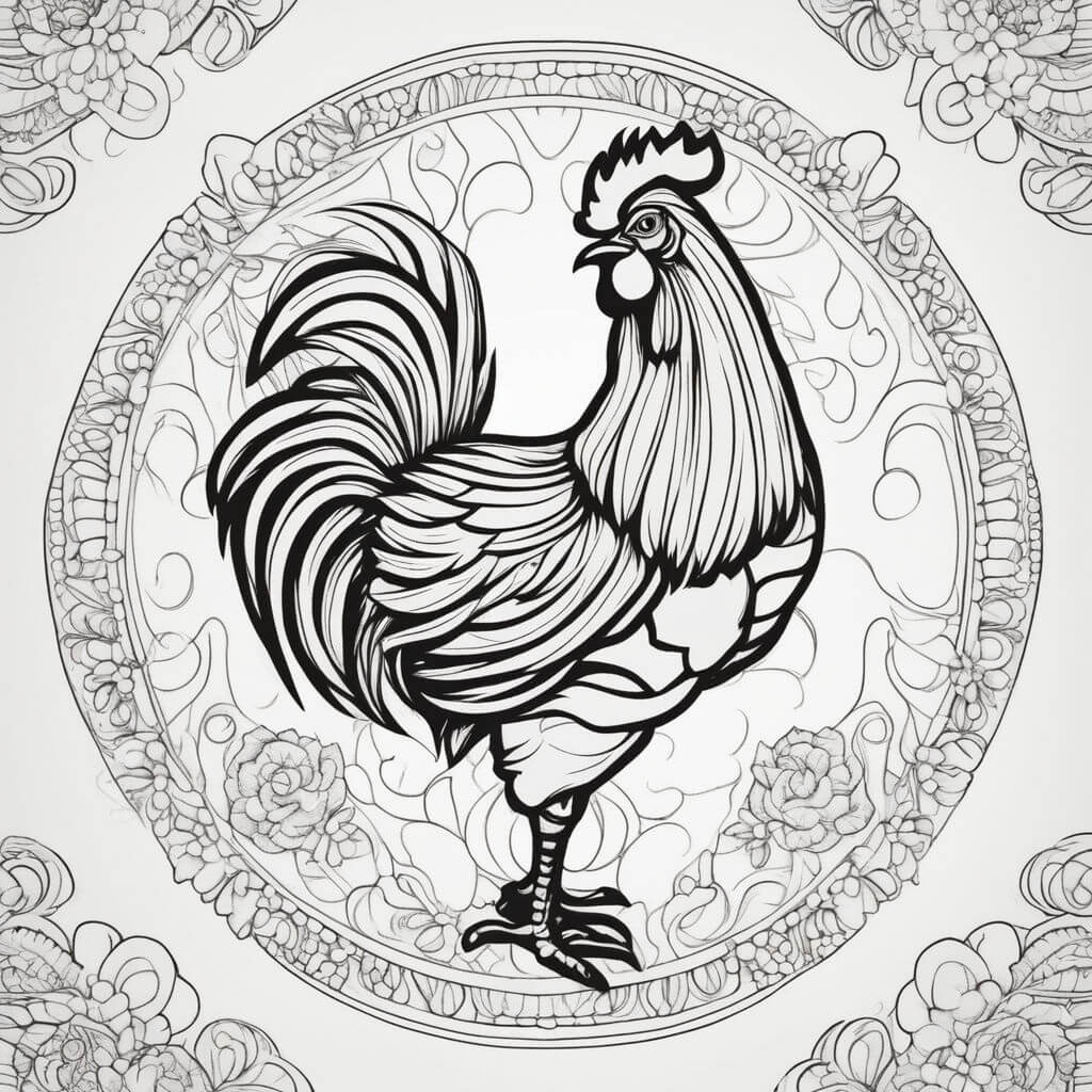 Coloriage Mandala: Grand Coq Mandalas